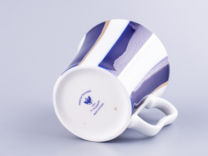 Бокал с блюдцем 360 мл форма Ленинградский рисунок Кобальтовые полосы арт. 81.14856.00.1, 