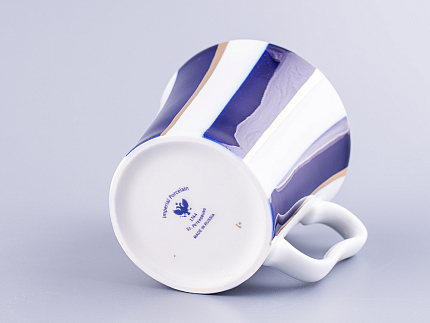 Бокал с блюдцем 360 мл форма Ленинградский рисунок Кобальтовые полосы арт. 81.14856.00.1