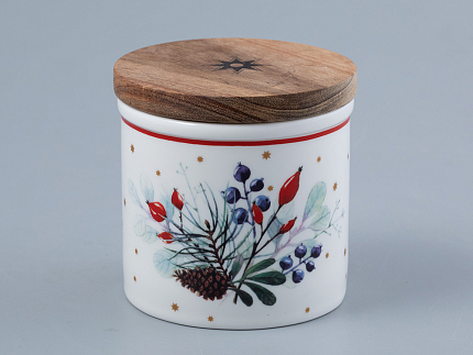 Набор банок  с деревянной крышкой ( 3 предм. малого размера) форма Стандартная рисунок Календа арт. 42.00041.00.1