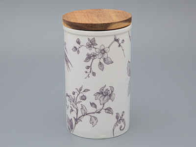 Банка с деревянной крышкой (высокая) форма Стандартная, рисунок Monplaisir Violet, в упаковке, арт 42.00061.00.1