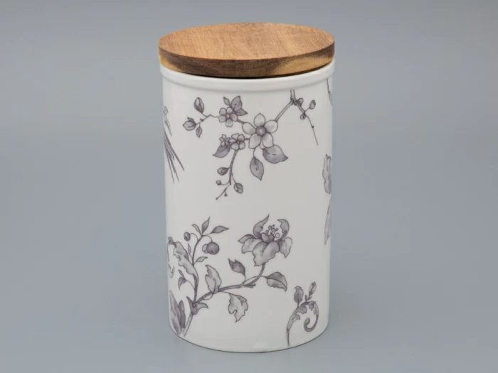 Банка с деревянной крышкой (высокая) форма Стандартная, рисунок Monplaisir Violet, в упаковке, арт 42.00061.00.1, 