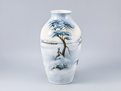 Ваза форма Ламповая рисунок Зимний вечер арт. 80.88195.00.1