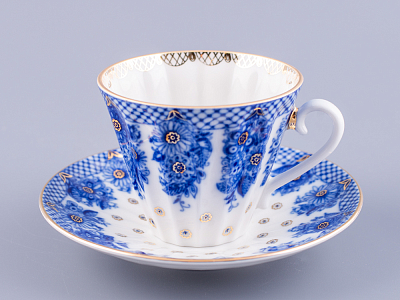 Чашка с блюдцем чайная 235 мл форма Лучистая рисунок Корзиночка арт. 81.10303.00.1