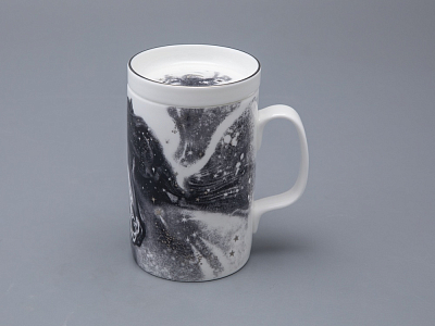 Бокал с блюдцем и крышкой 400 мл в подарочной упаковке, форма top рисунок Черный мустанг, арт 81.34276.00.1