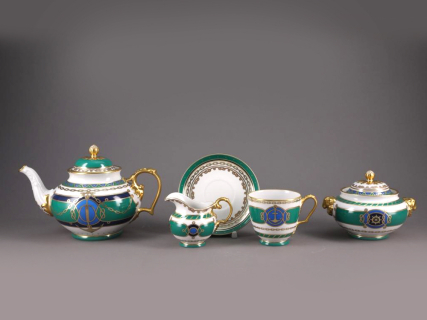 Сервиз чайный форма Александр III рисунок Морская держава, 6 персон 14 предметов, арт. 81.27329.00.1, 