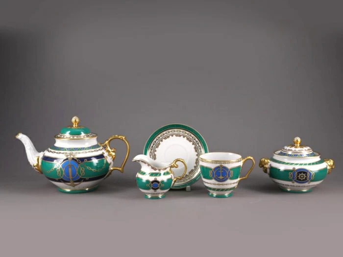 Сервиз чайный форма Александр III рисунок Морская держава, 6 персон 14 предметов, арт. 81.27329.00.1, 