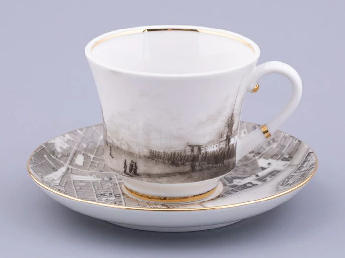 Чашка с блюдцем чайная форма Банкетная рисунок Великолепный Невский У Адмиралтейства, арт. 81.32684.00.1, 