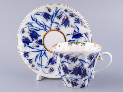 Чашка с блюдцем чайная 235 мл форма Лучистая рисунок Колокольчики арт. 81.10520.00.1, 