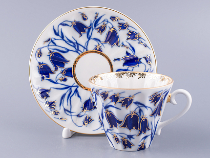 Чашка с блюдцем чайная 235 мл форма Лучистая рисунок Колокольчики арт. 81.10520.00.1