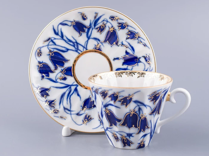 Чашка с блюдцем чайная 235 мл форма Лучистая рисунок Колокольчики арт. 81.10520.00.1, 