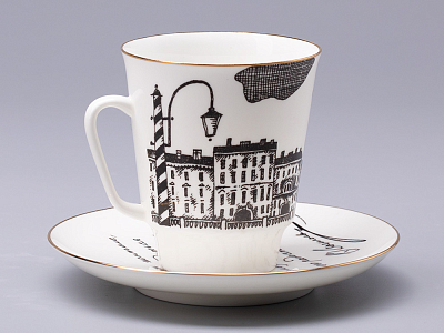 Чашка с блюдцем 165 мл форма Майская рисунок Русские писатели Достоевский, арт. 81.31158.00.1