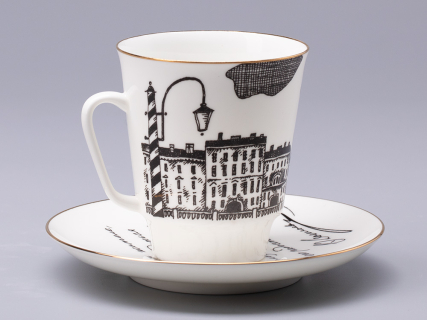 Чашка с блюдцем 165 мл форма Майская рисунок Русские писатели Достоевский, арт. 81.31158.00.1, 