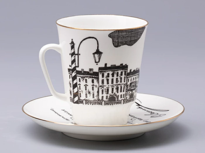 Чашка с блюдцем 165 мл форма Майская рисунок Русские писатели Достоевский, арт. 81.31158.00.1, 