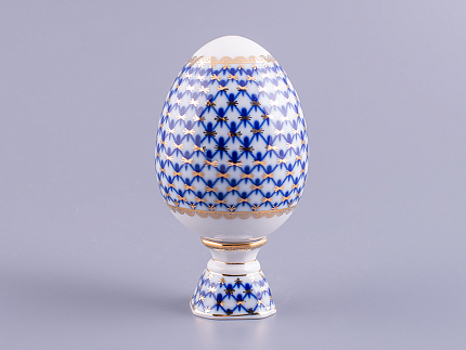 Яйцо пасхальное на подставке 132 мм рисунок Кобальтовая сетка арт.  80.07117.00.1