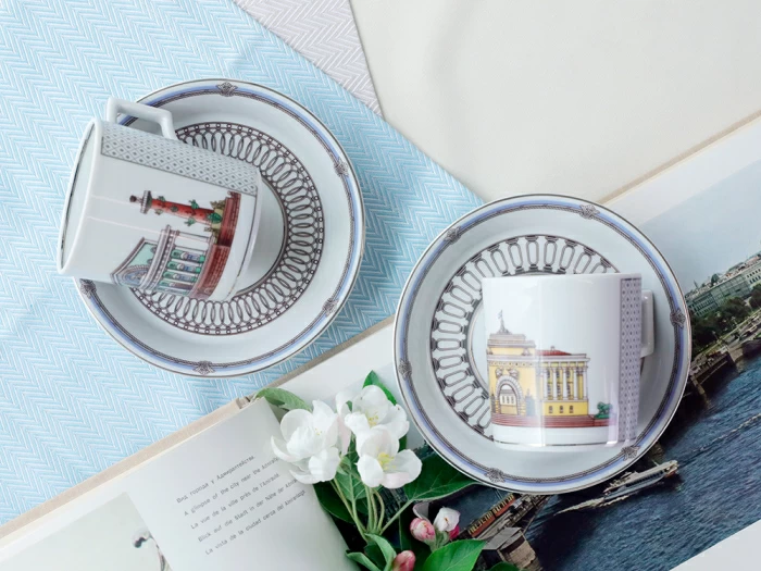 Чашка с блюдцем чайная, форма Гербовая, рисунок Серебряный город 1, арт. 81.32584.00.1, 