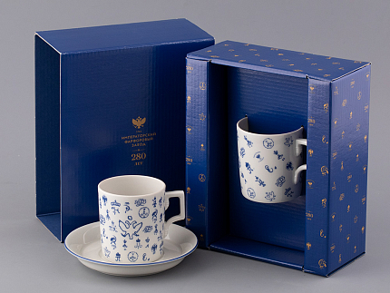 Подарочный набор Чашка с блюдцем чайная, форма Гербовая, рисунок Лого 2, арт 81.32932.00.1