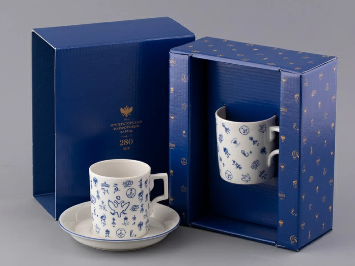 Подарочный набор Чашка с блюдцем чайная, форма Гербовая, рисунок Лого 2, арт 81.32932.00.1, 