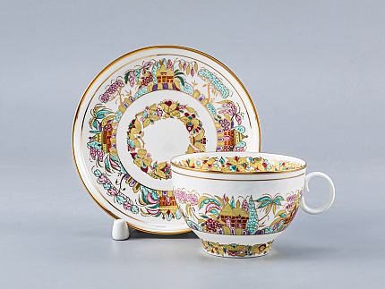 Чашка с блюдцем чайная Яблочко Пейзажный фриз 160 мл арт. 81.15456.00.1