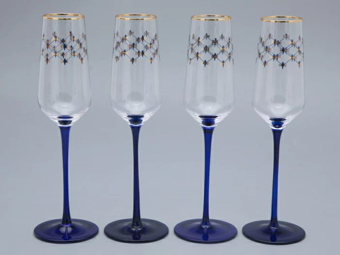Набор (4 бокала для шампанского) 200 мл, Кобальтовая сетка арт. 14.11005.07, 