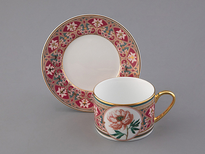 Чашка с блюдцем 250 мл в подарочной упаковке форма Соло, рисунок Дивный Пион, арт. 81.32658.00.1