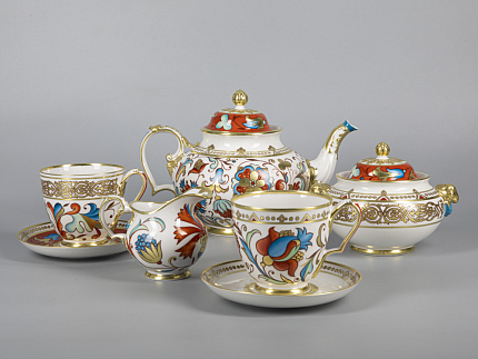 Сервиз чайный форма Александр III рисунок Русский, 6 персон 15 предметов арт. 81.30144.00.1