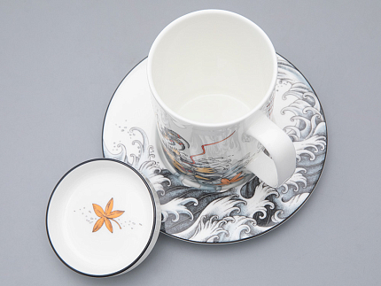 Бокал с крышкой и блюдцем в подарочной упаковке, форма top. рисунок TATTOO Dragon арт. 81.31627.00.1