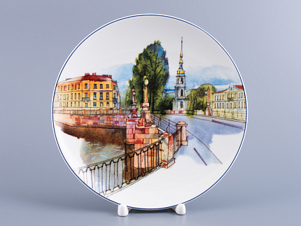 Декоративная тарелка 195 мм форма Эллипс рисунок Санкт-Петербург.Пикалов мост арт. 80.88385.00.1