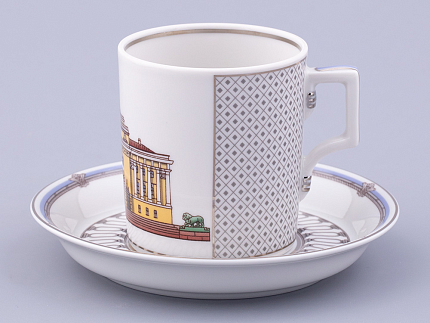 Чашка с блюдцем чайная, форма Гербовая, рисунок Серебряный город 1, арт. 81.32584.00.1