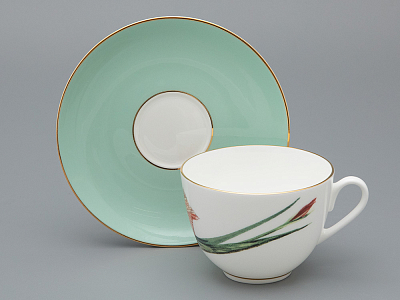 Чашка с блюдцем L’Art des Fleurs в подарочной упаковке, форма Весенняя 2, рисунок Тигровый ирис, арт 81.33404.00.1