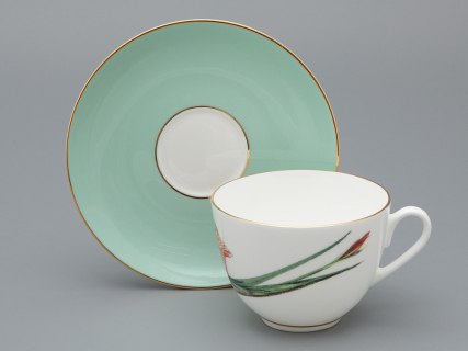 Чашка с блюдцем L’Art des Fleurs (Искусство цветов) в подарочной упаковке, форма Весенняя 2, рисунок Тигровый ирис, арт 81.33404.00.1, 