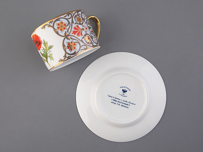 Чашка с блюдцем 250 мл в подарочной упаковке форма Соло, рисунок, Мак восточный, арт.81.32655.00.1