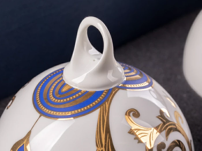 Подарочный набор из 3 елочных шаров форма Шар с петелькой 80 мм рисунок Рождественские узоры арт. 81.30683.00.1, 