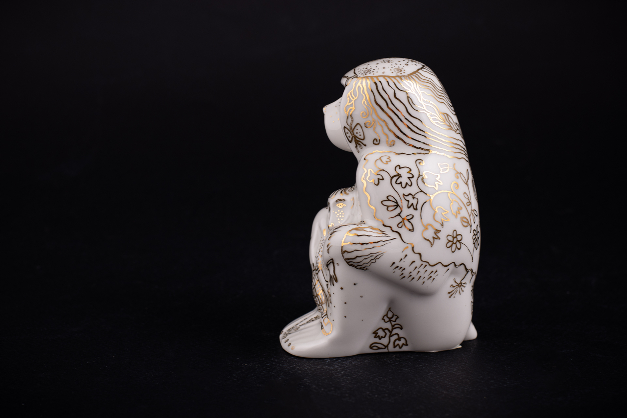 Скульптура Павиан с детенышем, Золотой, арт 62.09290.00.1, 