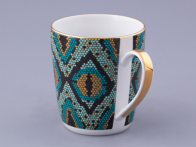 Чашка с блюдцем чайная. форма Колокол. рисунок Боа зеленый, арт. 81.32687.00.1