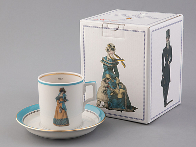 Чашка с блюдцем чайная 220 мл форма Гербовая рисунок Modes de Paris 1823 арт. 81.25412.00.1