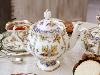 Сервиз чайный форма Наташа рисунок Фантастические бабочки 6 персон 30 предметов арт. 81.15141.00.1