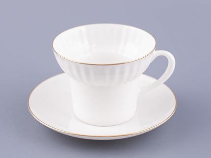 Чашка с блюдцем кофейная 155 мл.,  форма Волна, рисунок Золотой кантик арт. 81.13549.00.1