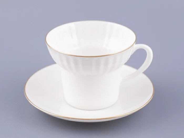 Чашка с блюдцем кофейная 155 мл.,  форма Волна, рисунок Золотой кантик арт. 81.13549.00.1, 