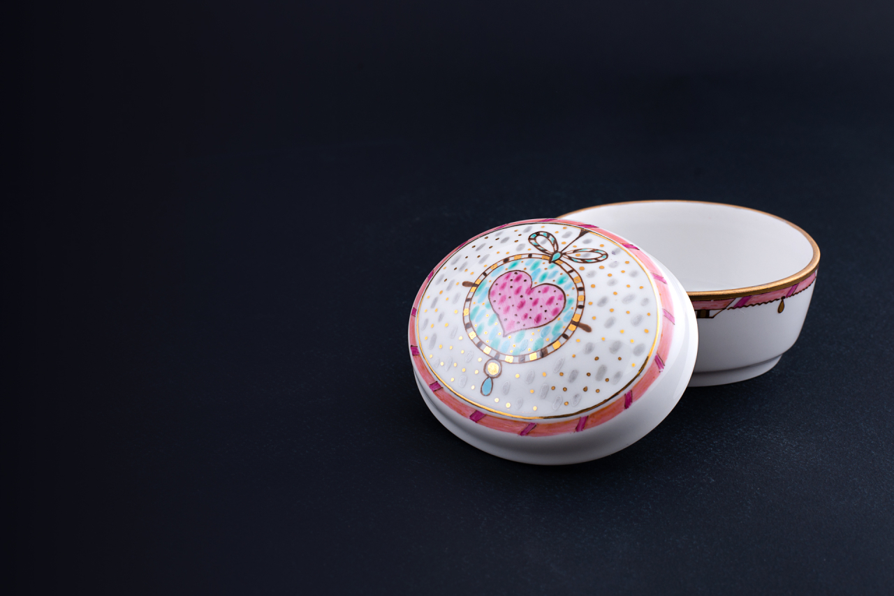 Шкатулка Овальная, рисунок Сердечко, арт 60.14354.00.1, 
