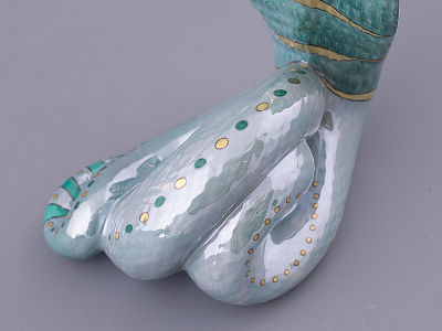 Скульптура форма Кобра, большой размер, в подарочной упаковке, рисунок Хризопраз, арт. 81.32812.00.1