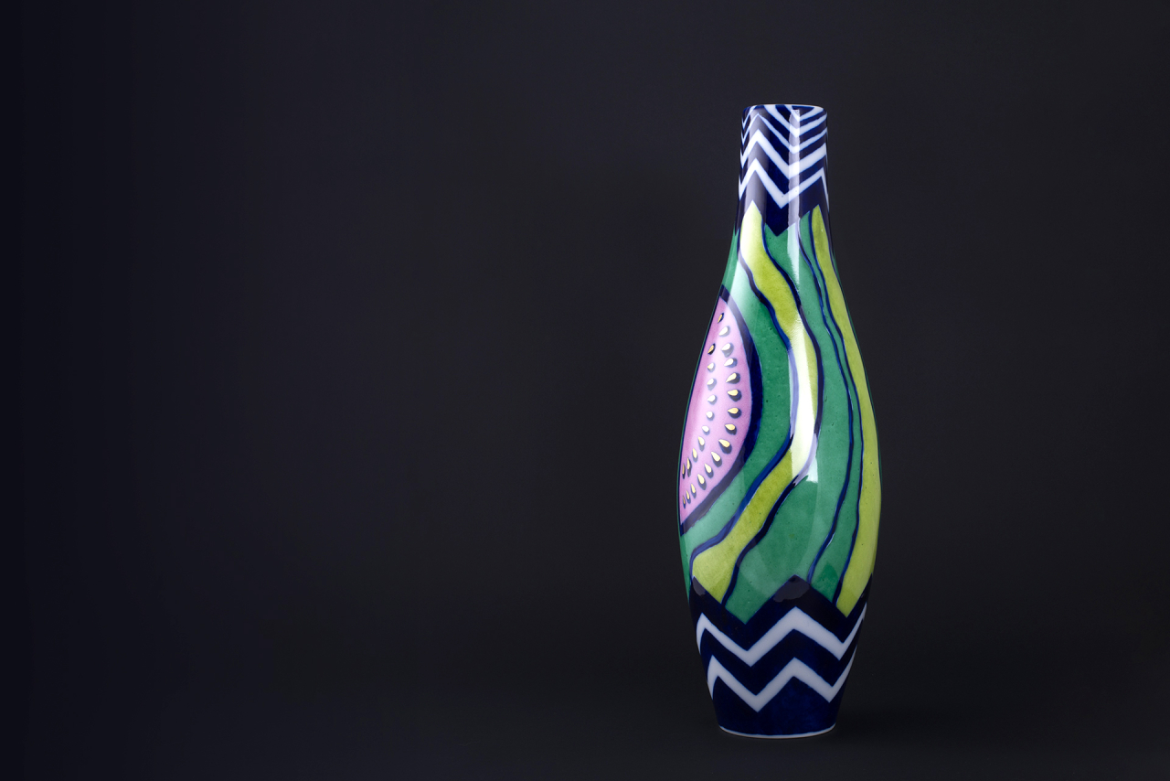 Ваза Арбузный зигзаг на форме Высокая арт 60.14698.00.1, 