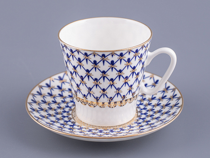 Чашка с блюдцем кофейная 80 мл.,  форма Черный кофе, рисунок Кобальтовая сетка арт. 81.14569.00.1