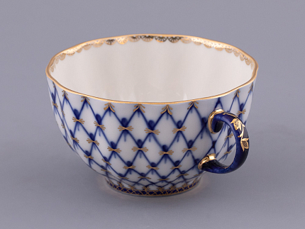 Чашка с блюдцем чайная 250 мл форма Тюльпан рисунок Кобальтовая сетка арт. 81.10105.00.1