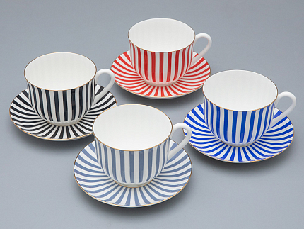 Чашка с блюдцем чайная форма Ландыш рисунок Да и нет Черный, арт. 81.32283.00.1