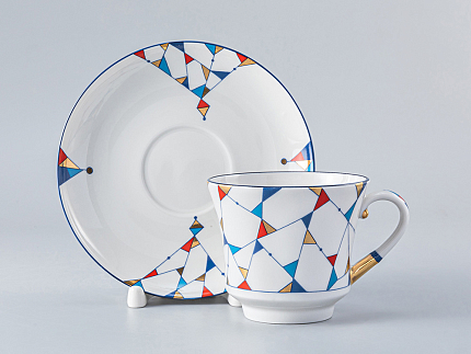 Чашка с блюдцем чайная 220 мл форма Банкетная рисунок Калейдоскоп арт. 81.26307.00.1