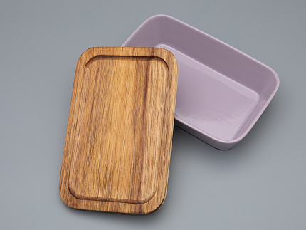 Набор для запекания с деревянной крышкой (2 предмета) форма Стандартная, рисунок Monplaisir Violet,в упаковке арт 42.00058.00.1