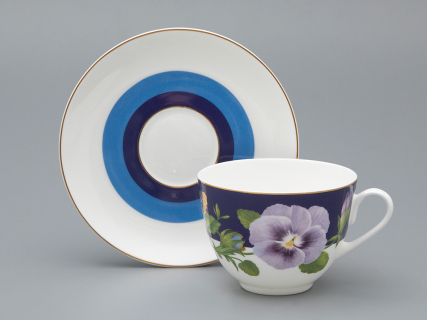 Чашка с блюдцем чайная форма Весенняя 2 рисунок Виола 1, арт. 81.34138.00.1, 