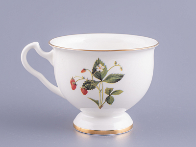 Чашка с блюдцем чайная форма Айседора рисунок Земляника, арт. 81.27540.00.1