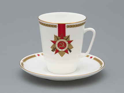 Чашка с блюдцем кофейная 165  мл., форма Майская 2, рисунок 80 лет Победы, арт 81.33973.00.1