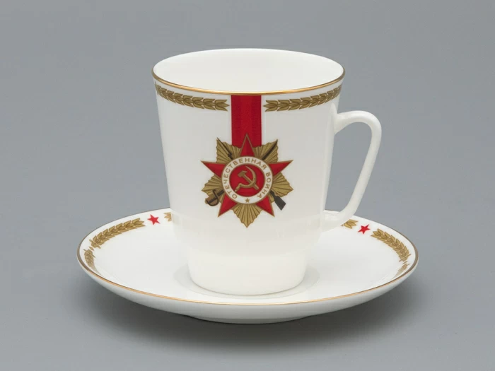 Чашка с блюдцем кофейная 165  мл., форма Майская 2, рисунок 80 лет Победы, арт 81.33973.00.1, 